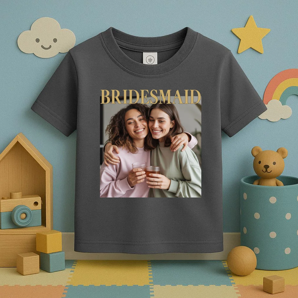Custom Bridesmaid Upload Photo Personalized Bridesmaid Toddler T-Shirt - Front 2