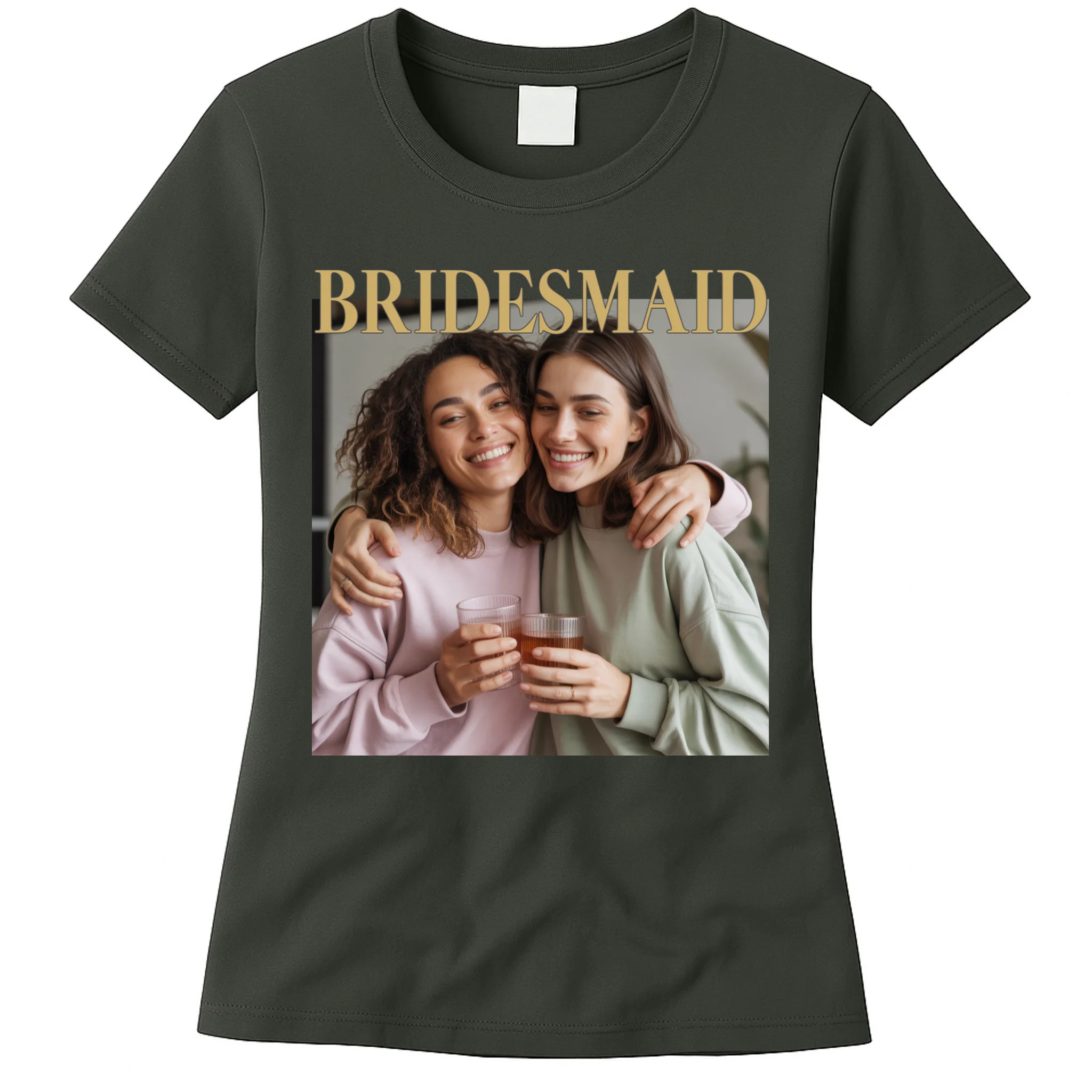 Custom Bridesmaid Upload Photo Personalized Bridesmaid Women's T-Shirt - Front
