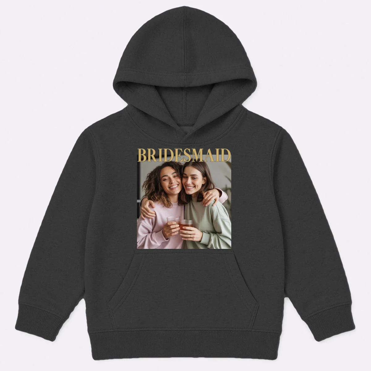 Custom Bridesmaid Upload Photo Personalized Bridesmaid Kids Hoodie - Front