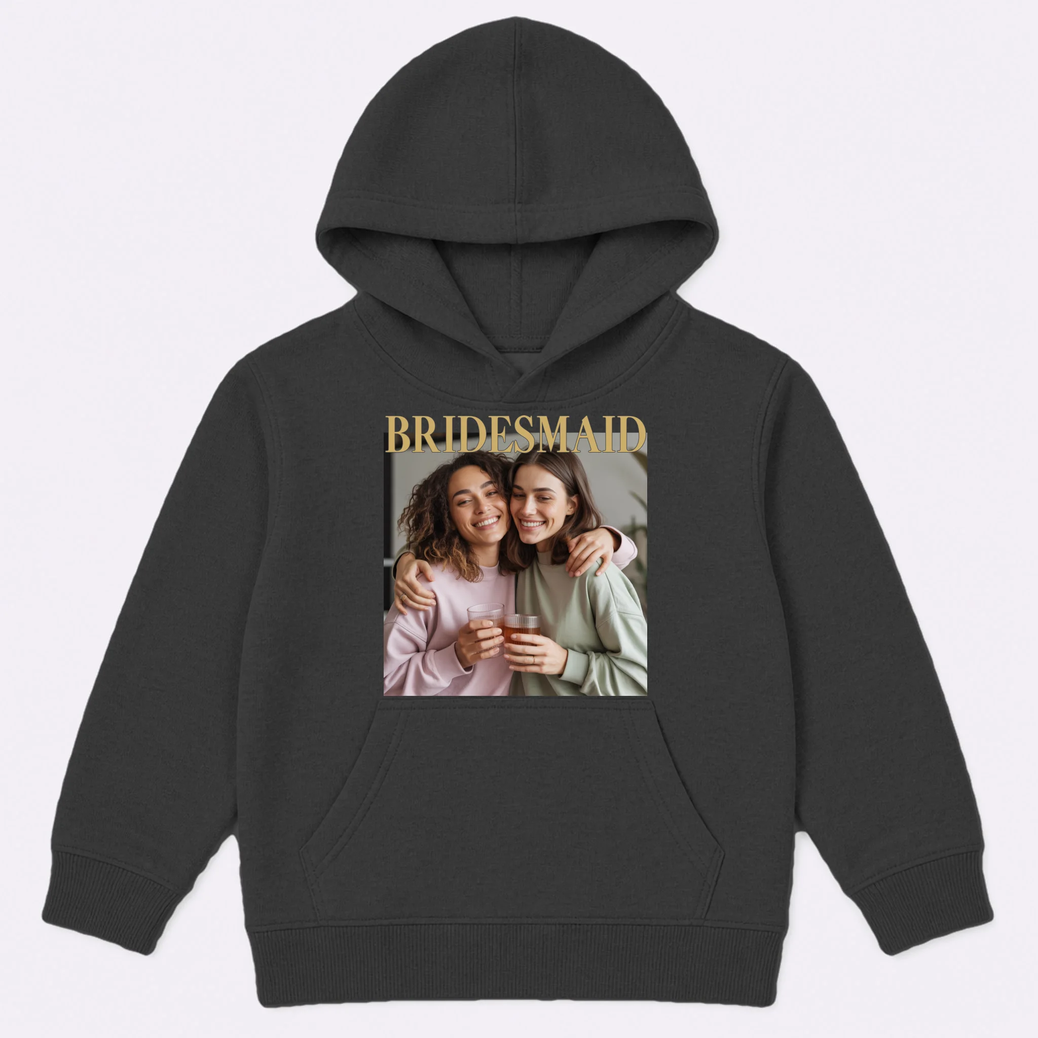 Custom Bridesmaid Upload Photo Personalized Bridesmaid Kids Hoodie - Front