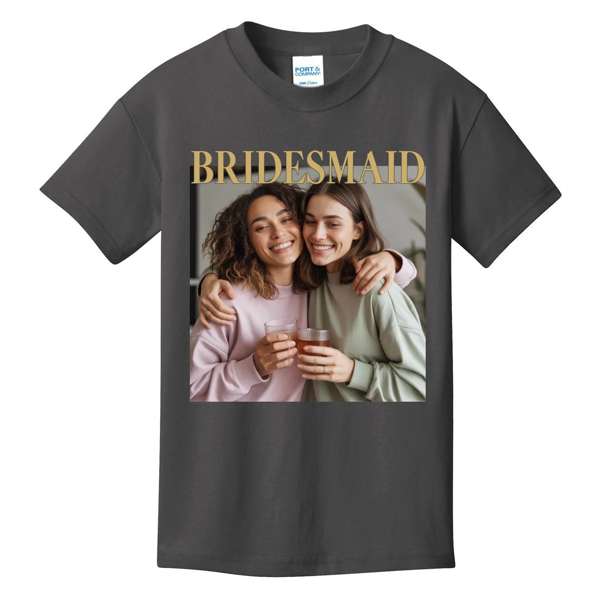 Custom Bridesmaid Upload Photo Personalized Bridesmaid Kids T-Shirt - Front