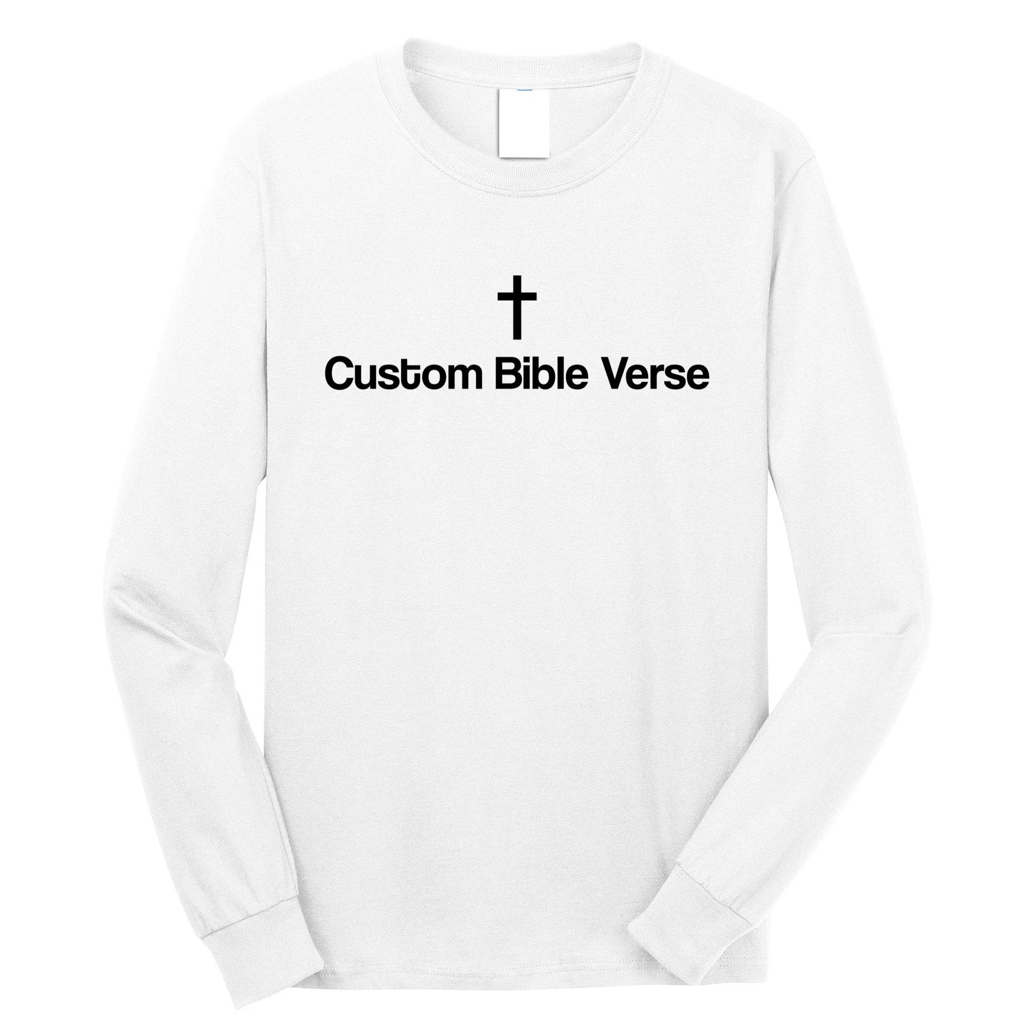 Custom Bible Verse Text – Minimalist Christian Typography Design Men's Long Sleeve Shirt Front