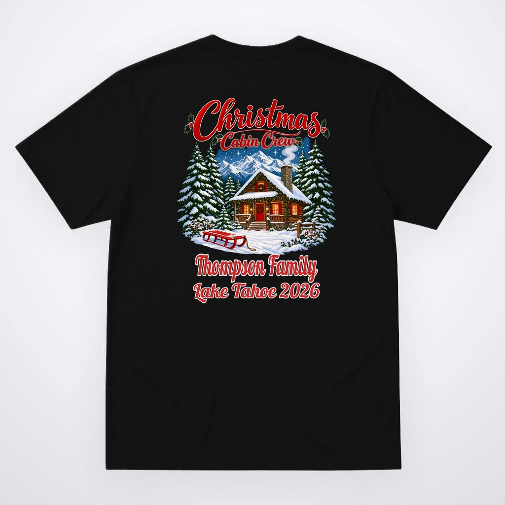 Christmas Cabin Crew | Rustic Mountain Christmas Design Men's T-Shirt - Back
