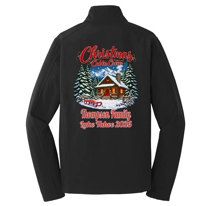 Christmas Cabin Crew | Rustic Mountain Christmas Design Men's Soft Jacket - Back - Close-up