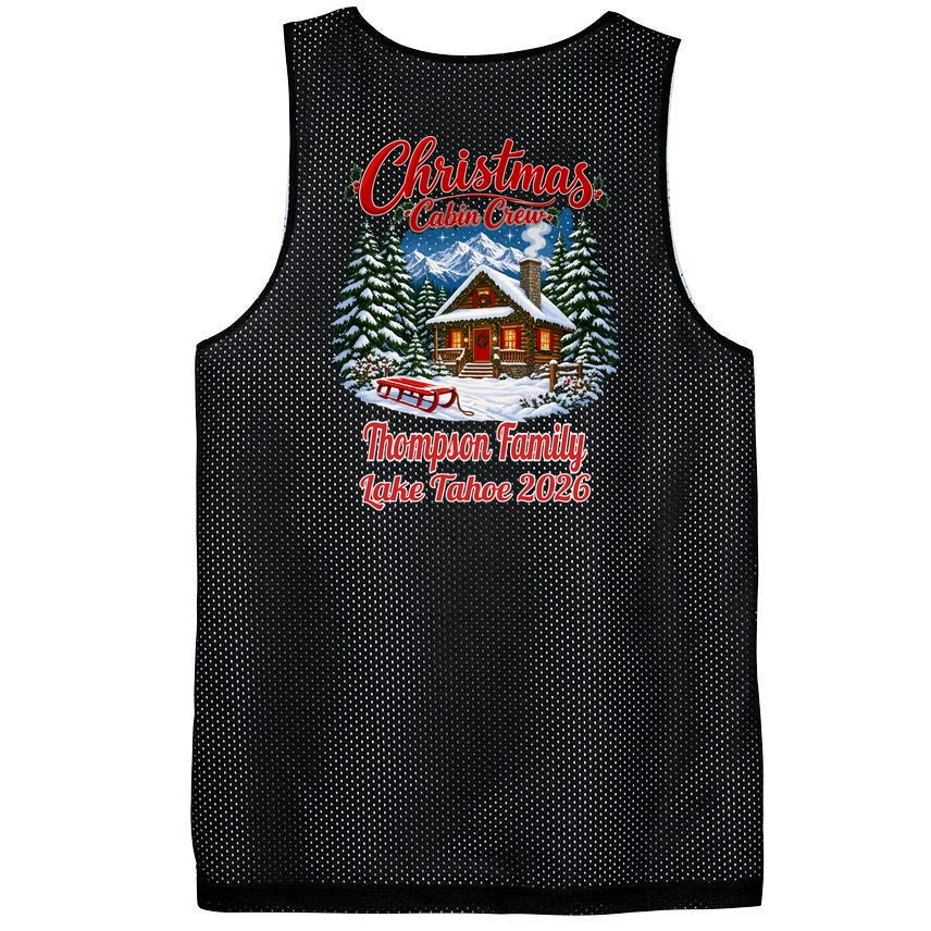 Christmas Cabin Crew | Rustic Mountain Christmas Design Men's Basketball Jersey - Back - Close-up