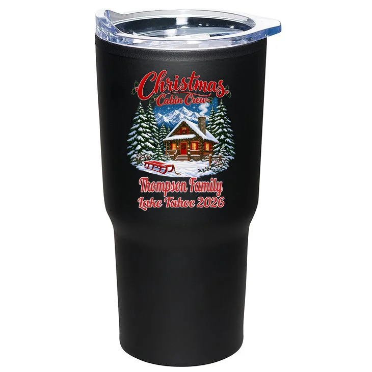 Christmas Cabin Crew | Rustic Mountain Christmas Design 20oz Tumbler - Back