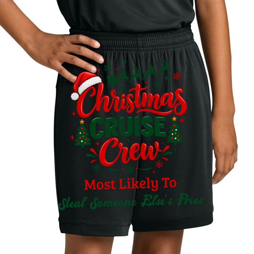 Christmas Cruise Crew – Funny Holiday “Most Likely To” Design - Custom Quotes Design Kids Shorts - Front 1