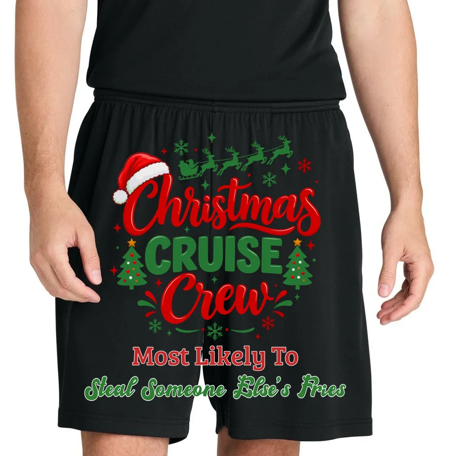 Christmas Cruise Crew – Funny Holiday “Most Likely To” Design - Custom Quotes Design Men's Shorts - Front 1
