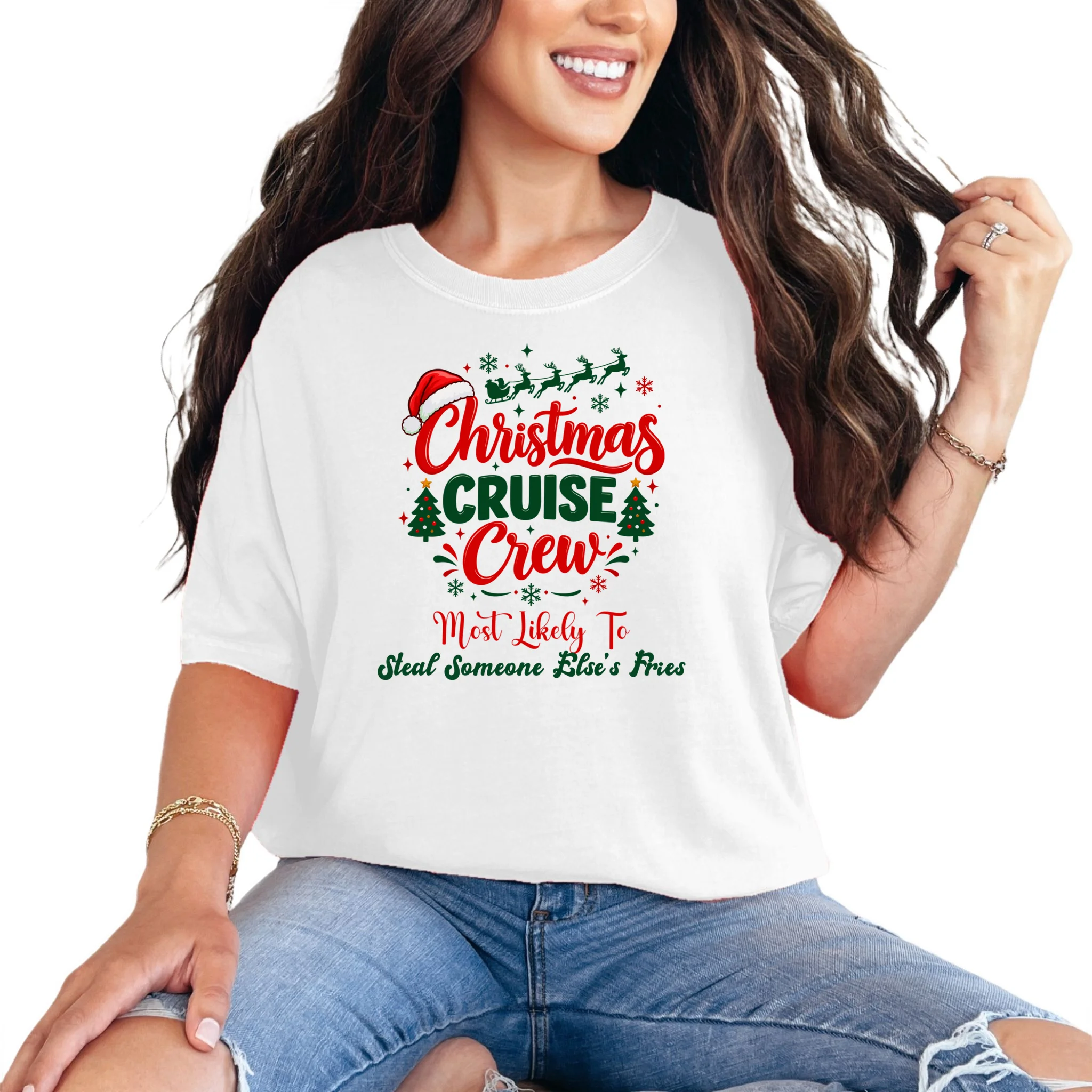 Christmas Cruise Crew – Funny Holiday “Most Likely To” Design - Custom Quotes Design Comfort Colors Unisex T-Shirt Front