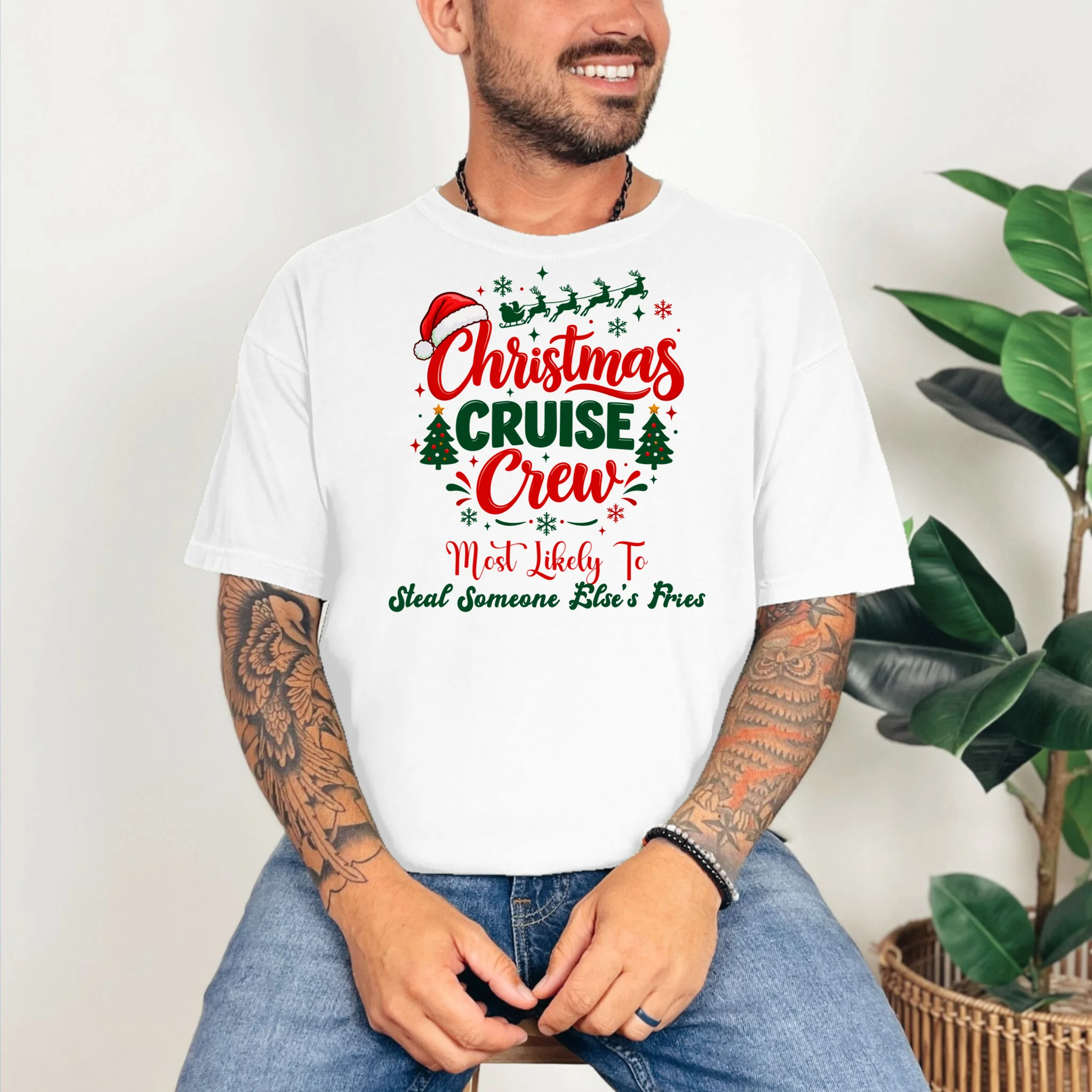 Christmas Cruise Crew – Funny Holiday “Most Likely To” Design - Custom Quotes Design Comfort Colors Unisex T-Shirt - Front 2