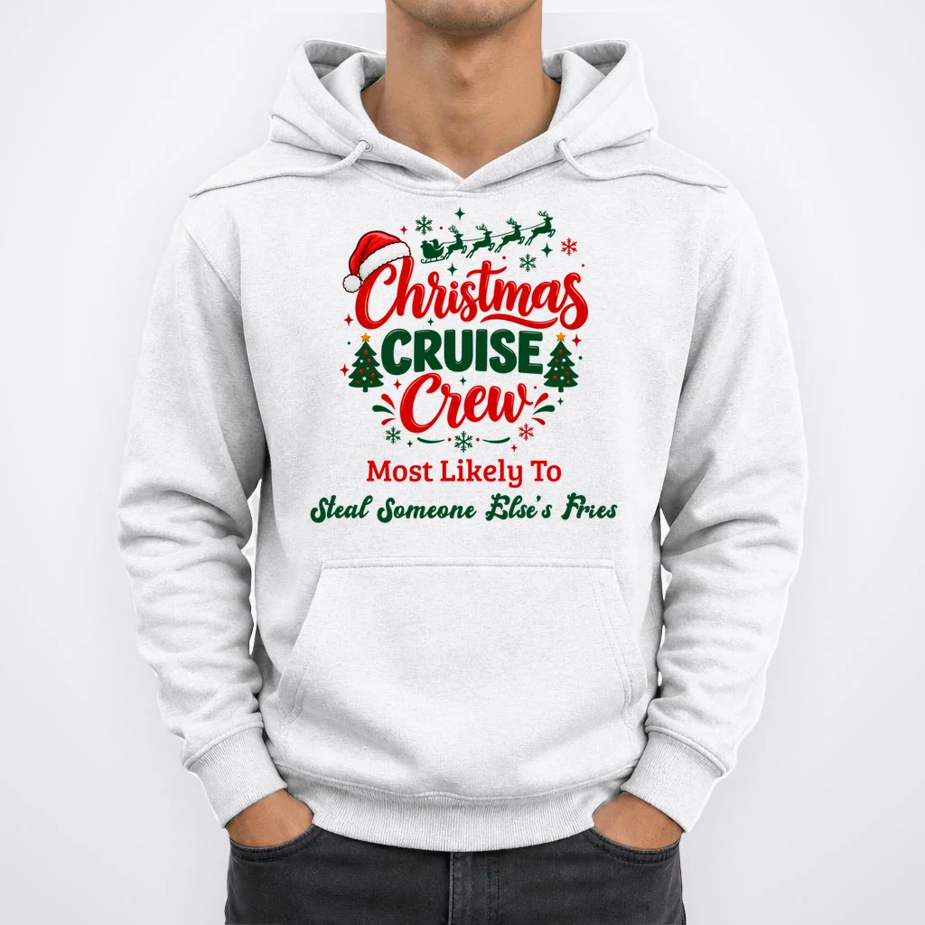 Christmas Cruise Crew – Funny Holiday “Most Likely To” Design - Custom Quotes Design Men's Hoodie - Front 1