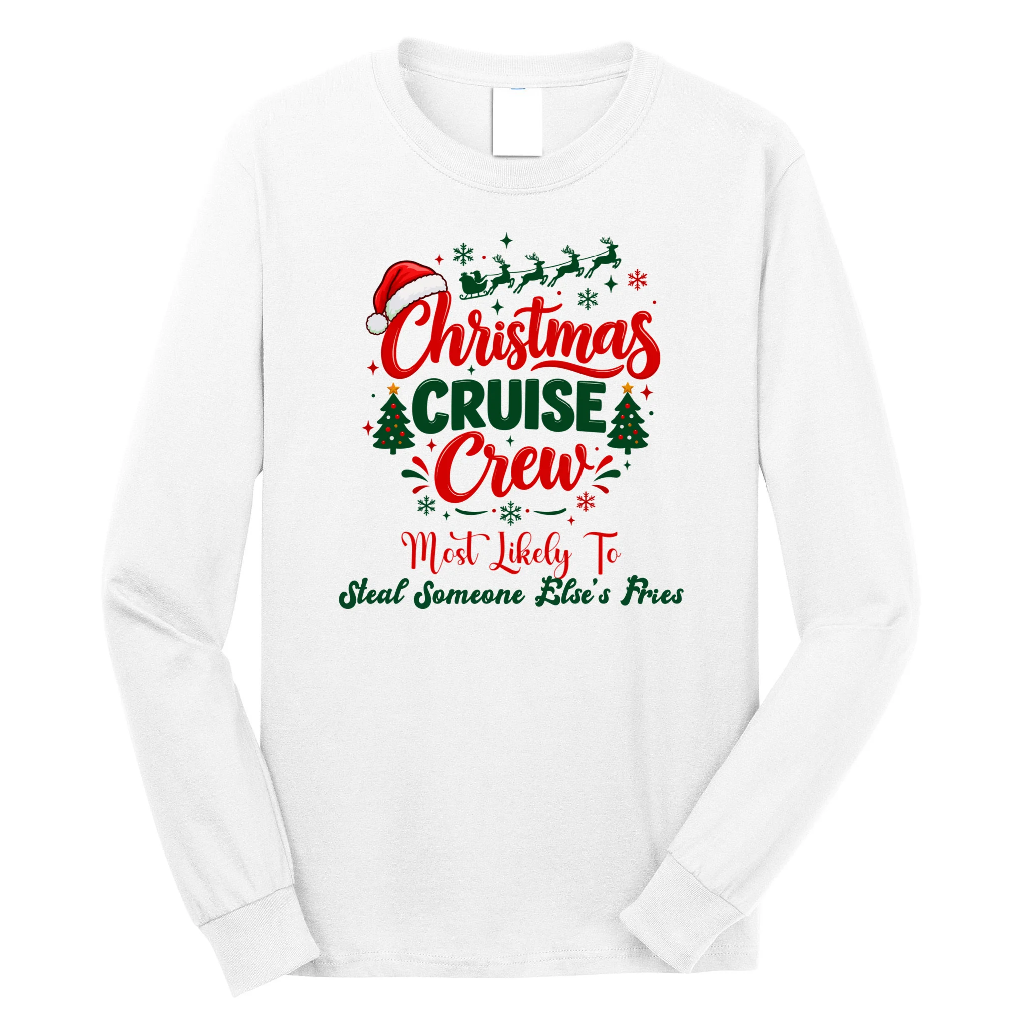 Christmas Cruise Crew – Funny Holiday “Most Likely To” Design - Custom Quotes Design Men's Long Sleeve Shirt Front