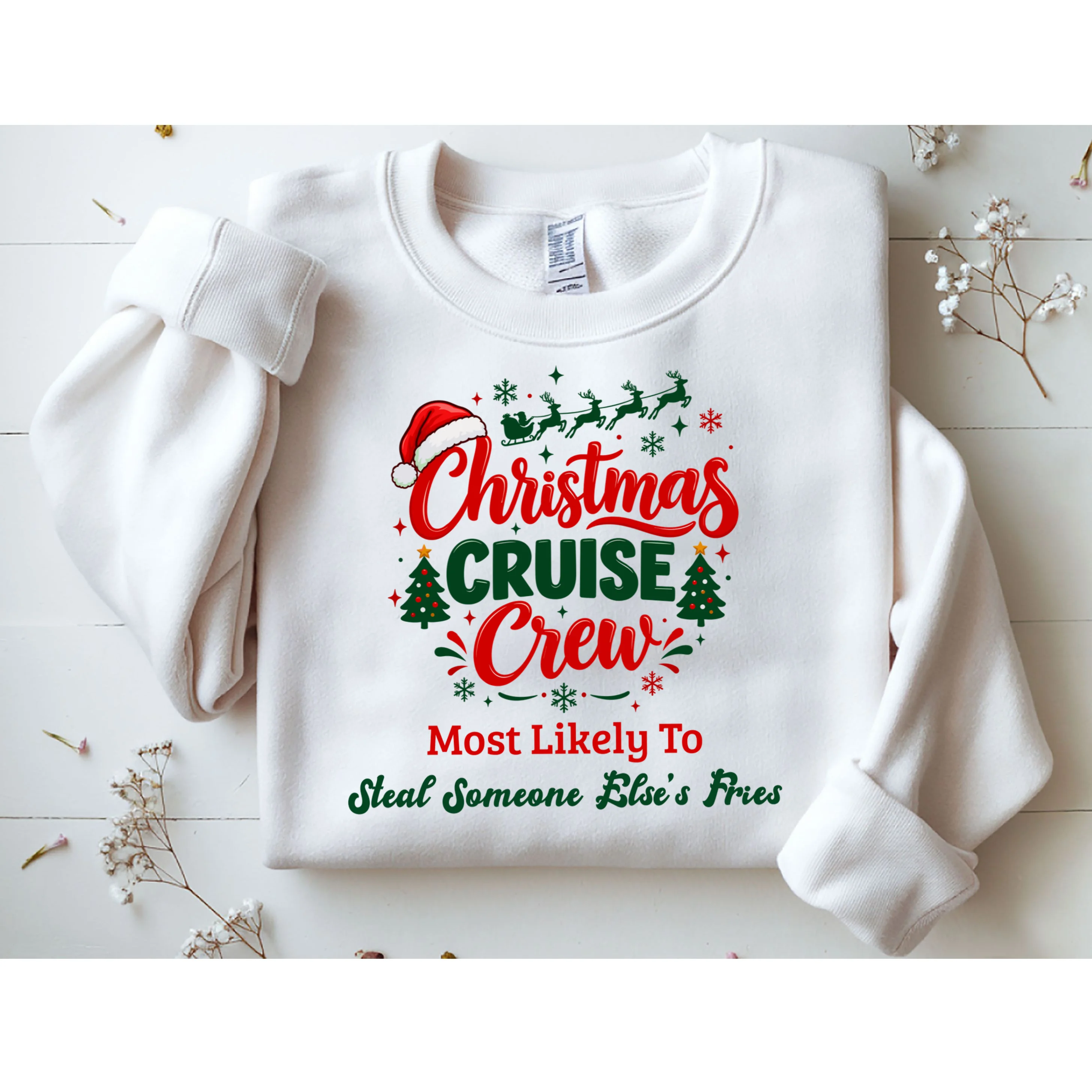 Christmas Cruise Crew – Funny Holiday “Most Likely To” Design - Custom Quotes Design Men's Sweatshirt - Front 1