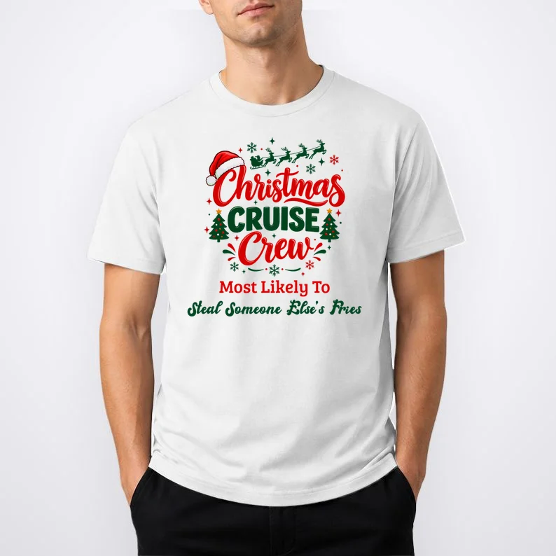 Christmas Cruise Crew – Funny Holiday “Most Likely To” Design - Custom Quotes Design Men's T-Shirt - Front 1
