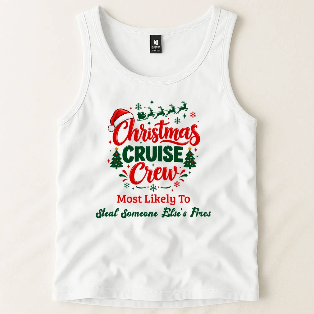 Christmas Cruise Crew – Funny Holiday “Most Likely To” Design - Custom Quotes Design Men's Tank Top - Front 1