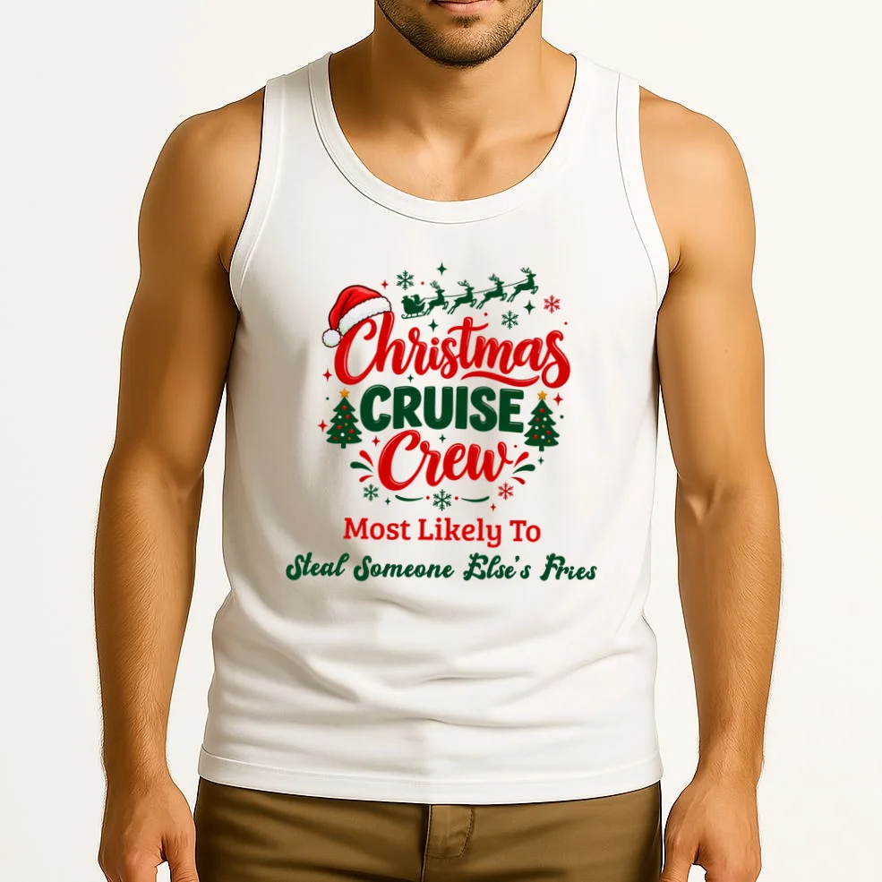 Christmas Cruise Crew – Funny Holiday “Most Likely To” Design - Custom Quotes Design Men's Tank Top - Front 2