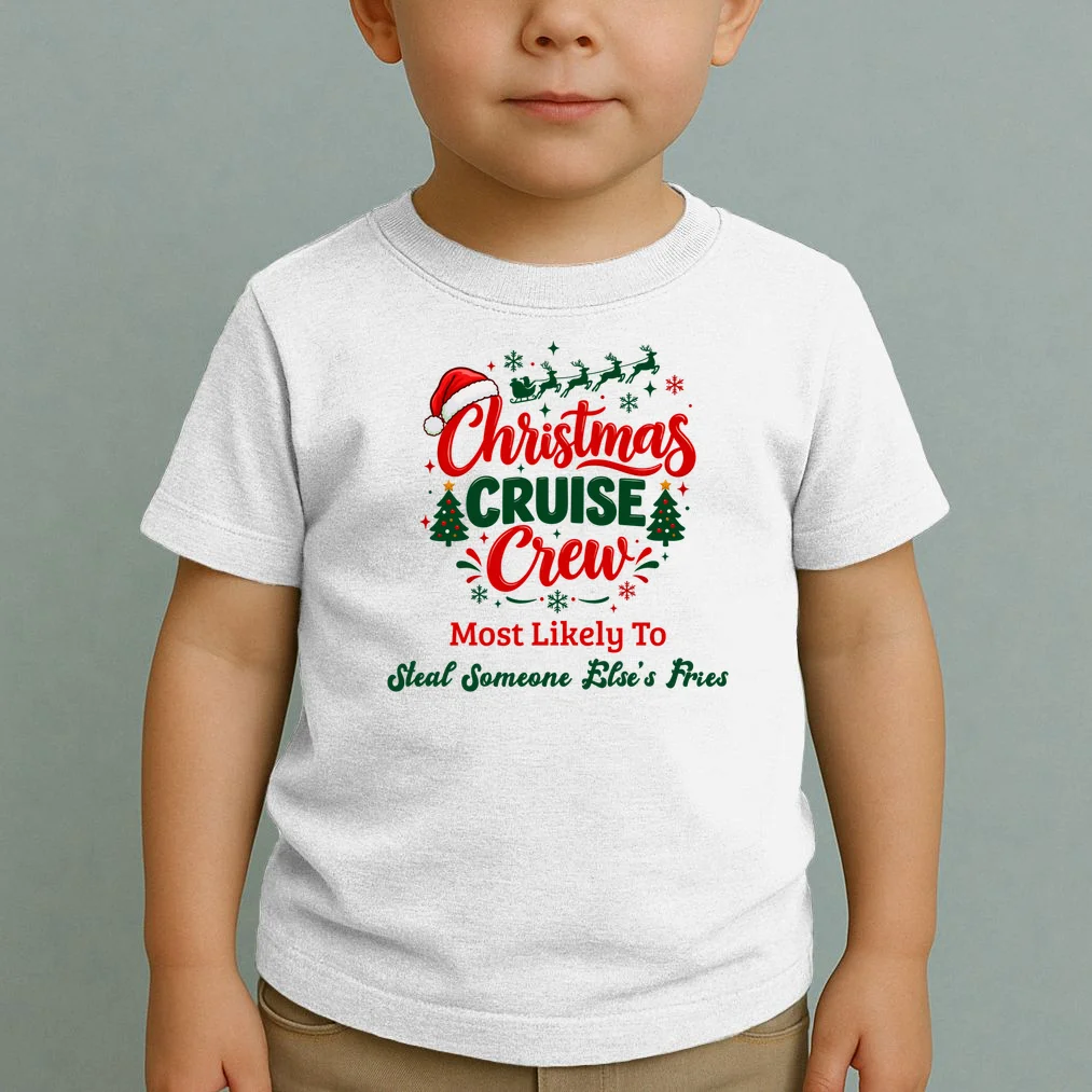 Christmas Cruise Crew – Funny Holiday “Most Likely To” Design - Custom Quotes Design Toddler T-Shirt - Front 1