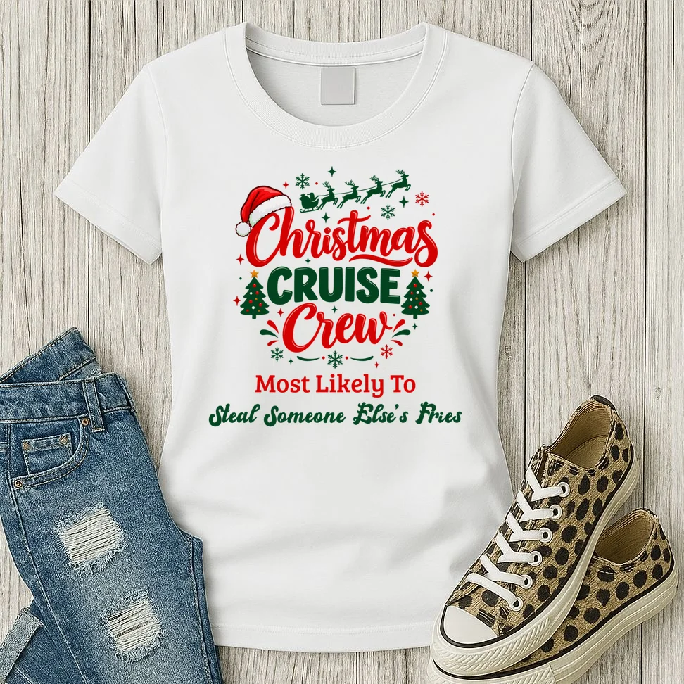Christmas Cruise Crew – Funny Holiday “Most Likely To” Design - Custom Quotes Design Women's T-Shirt - Front 2