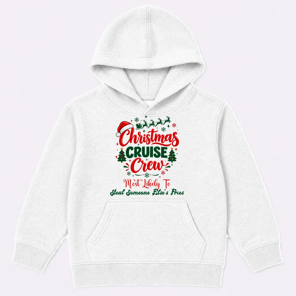 Christmas Cruise Crew – Funny Holiday “Most Likely To” Design - Custom Quotes Design Kids Hoodie Front