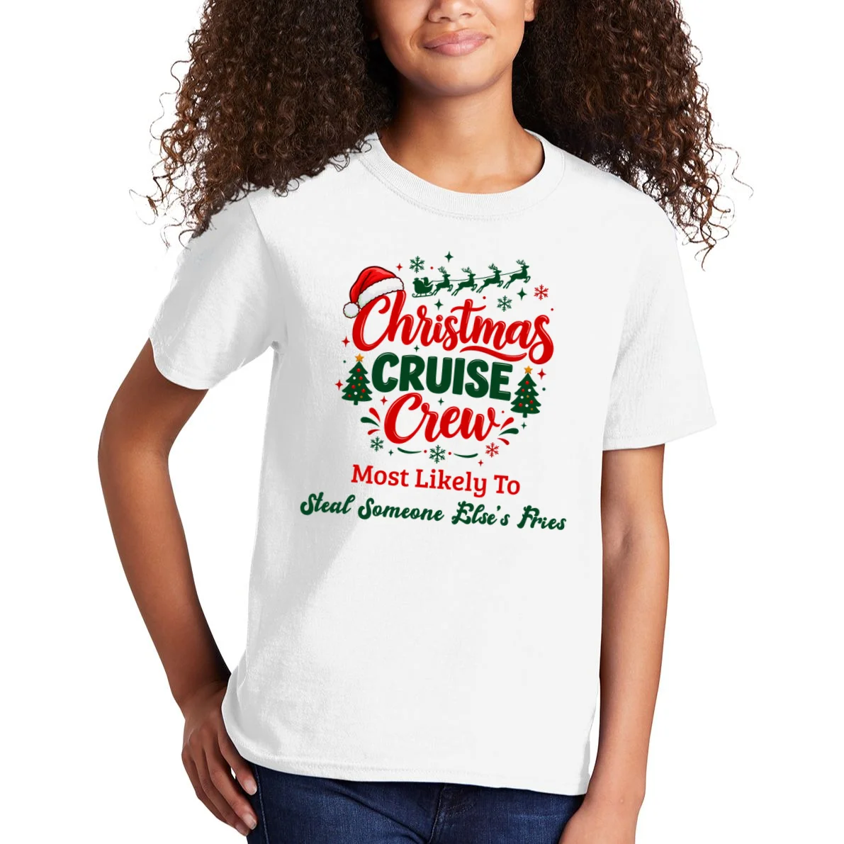 Christmas Cruise Crew – Funny Holiday “Most Likely To” Design - Custom Quotes Design Kids T-Shirt - Front 1
