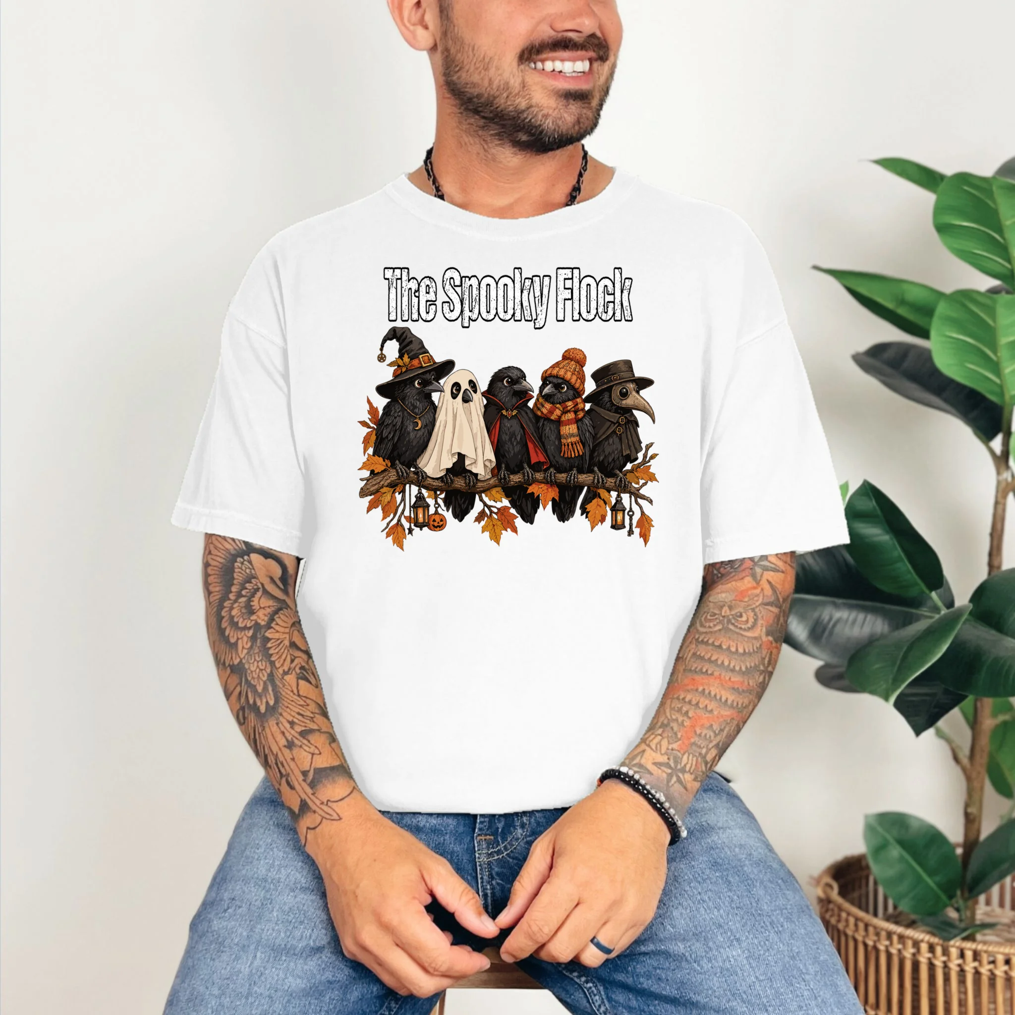 Creepy Crow Crew – Halloween Edition Comfort Colors Unisex T-Shirt - Front 2