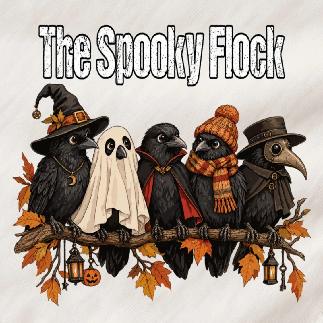 Creepy Crow Crew – Halloween Edition Dog Bandana - Front - Close-up