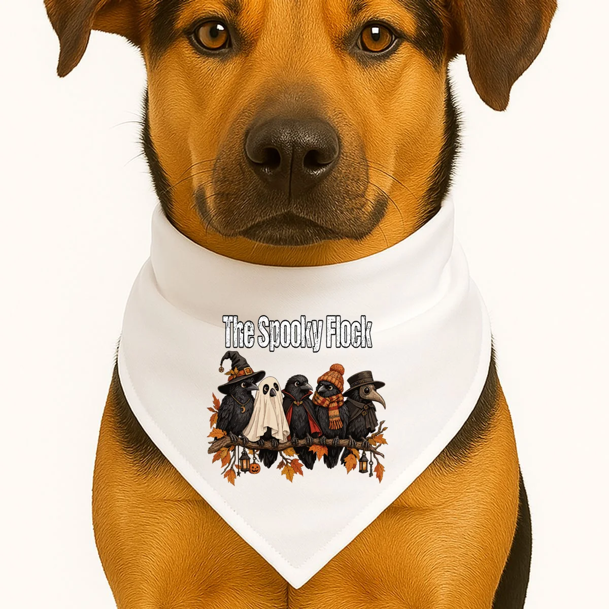 Creepy Crow Crew – Halloween Edition Dog Bandana - Front 1