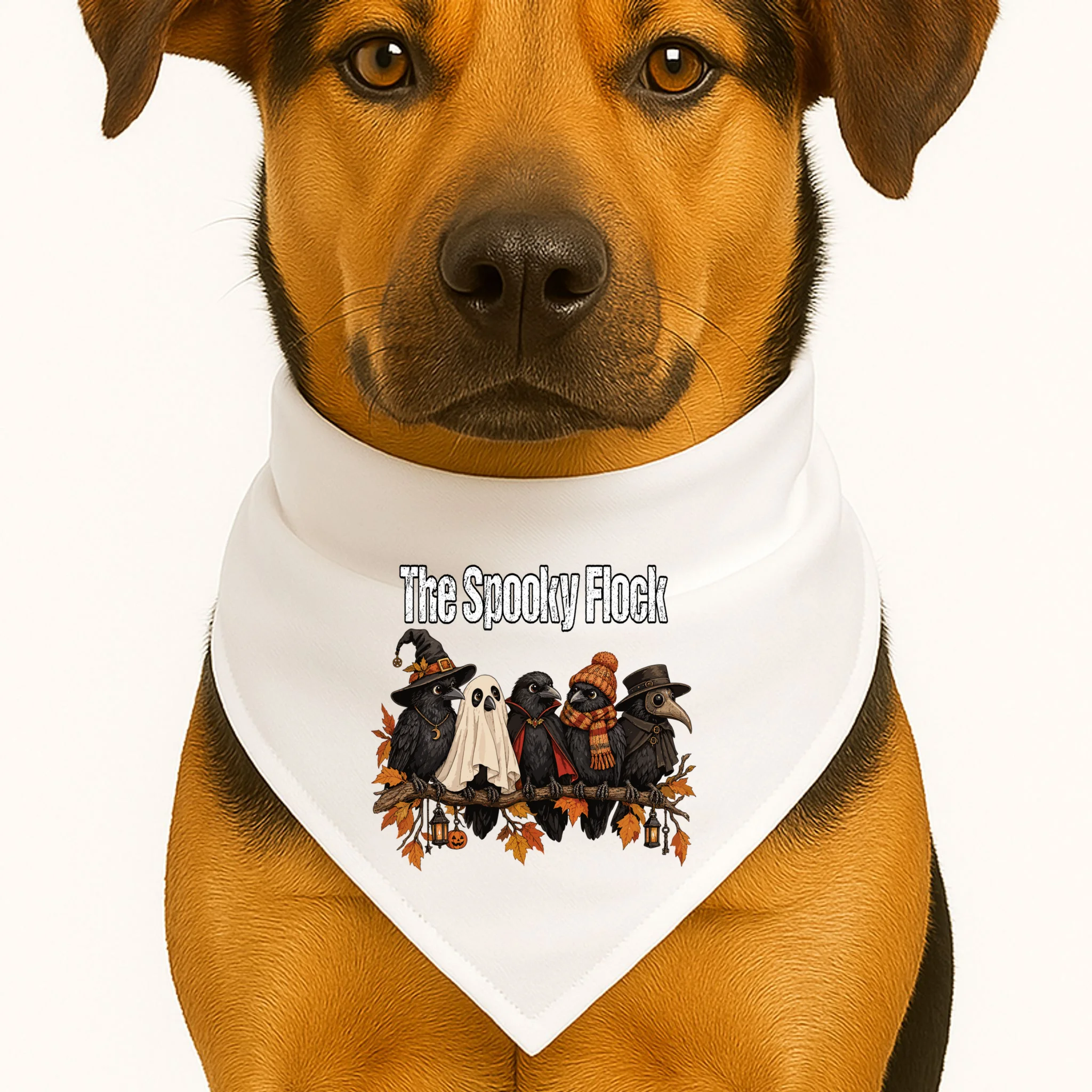 Creepy Crow Crew – Halloween Edition Dog Bandana - Front 1