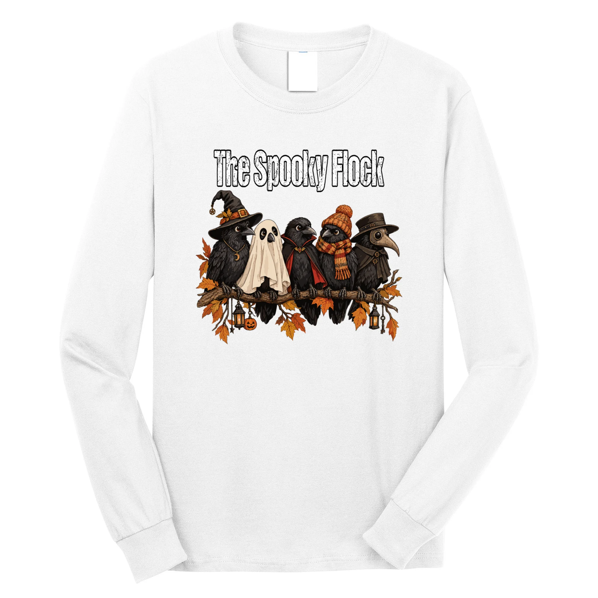 Creepy Crow Crew – Halloween Edition Men's Long Sleeve Shirt Front