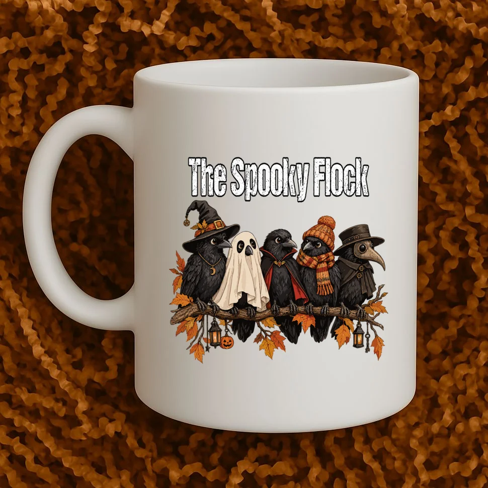 Creepy Crow Crew – Halloween Edition Mug - Front 1