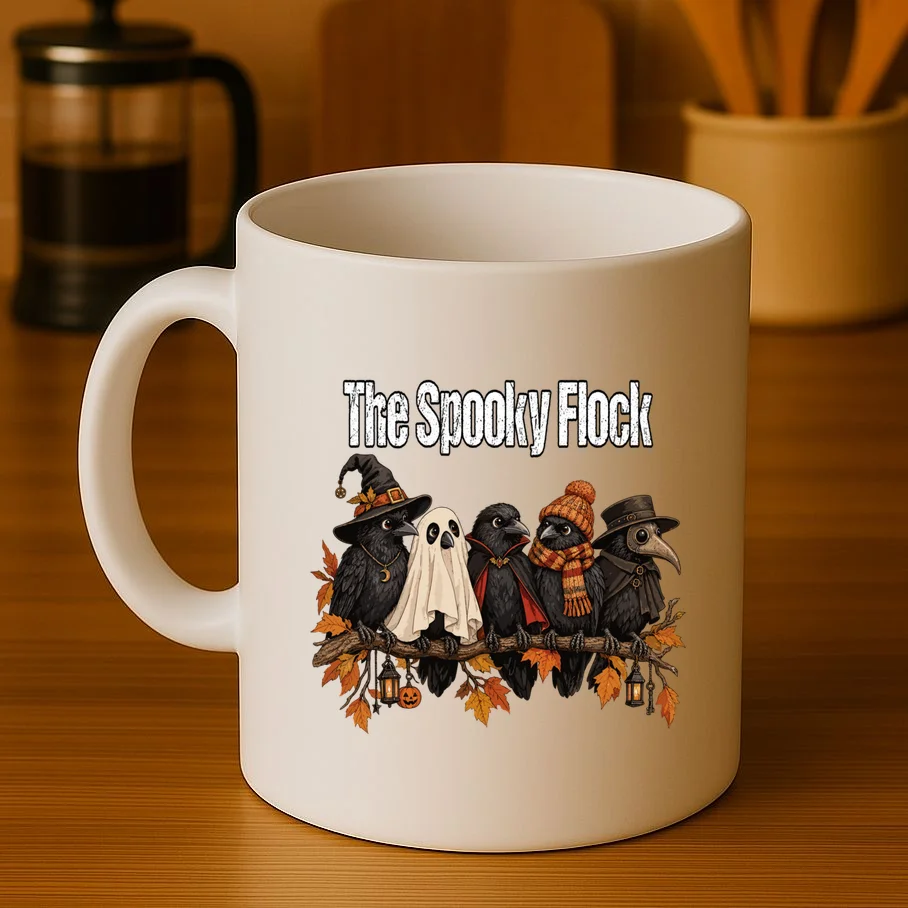 Creepy Crow Crew – Halloween Edition Mug - Front 3