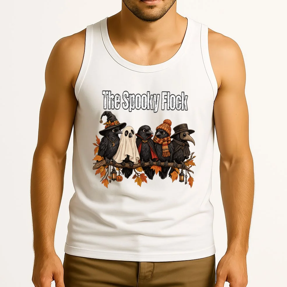 Creepy Crow Crew – Halloween Edition Men's Tank Top - Front 2