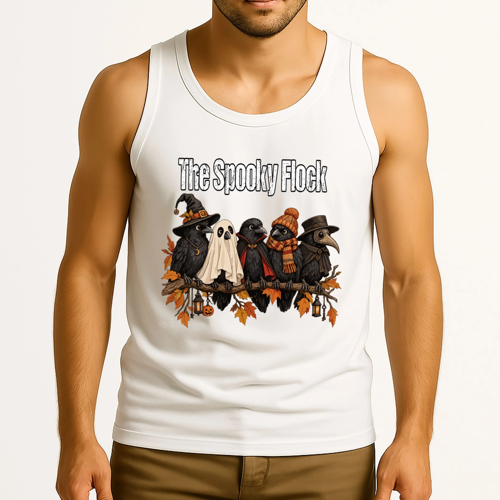 Creepy Crow Crew – Halloween Edition Men's Tank Top - Front 2