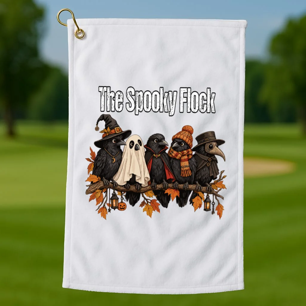 Creepy Crow Crew – Halloween Edition Golf Towel - Front 1