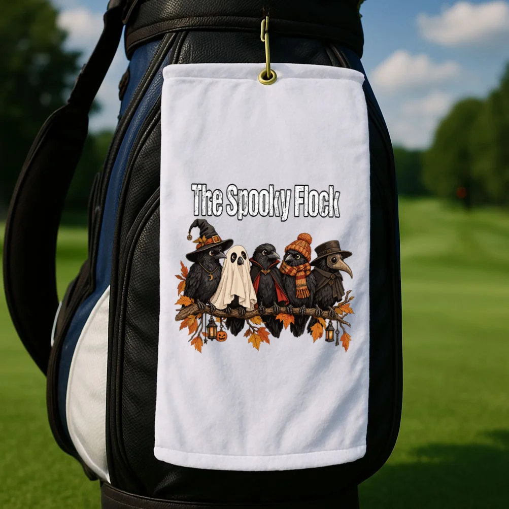 Creepy Crow Crew – Halloween Edition Golf Towel - Front 2