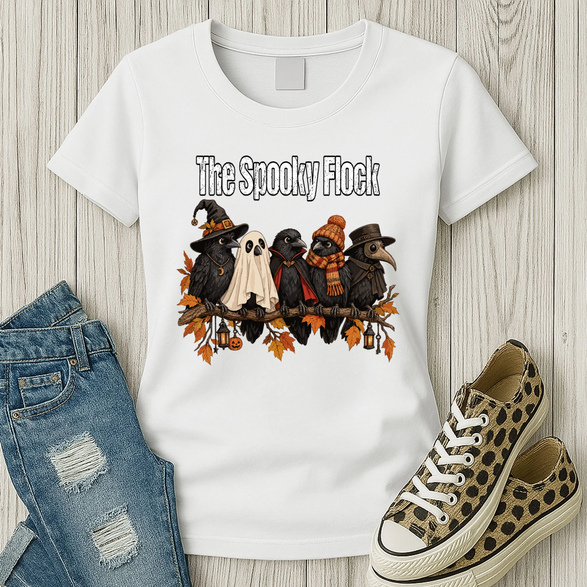 Creepy Crow Crew – Halloween Edition Women's T-Shirt - Front 2
