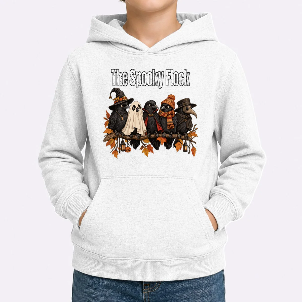 Creepy Crow Crew – Halloween Edition Kids Hoodie - Front 1