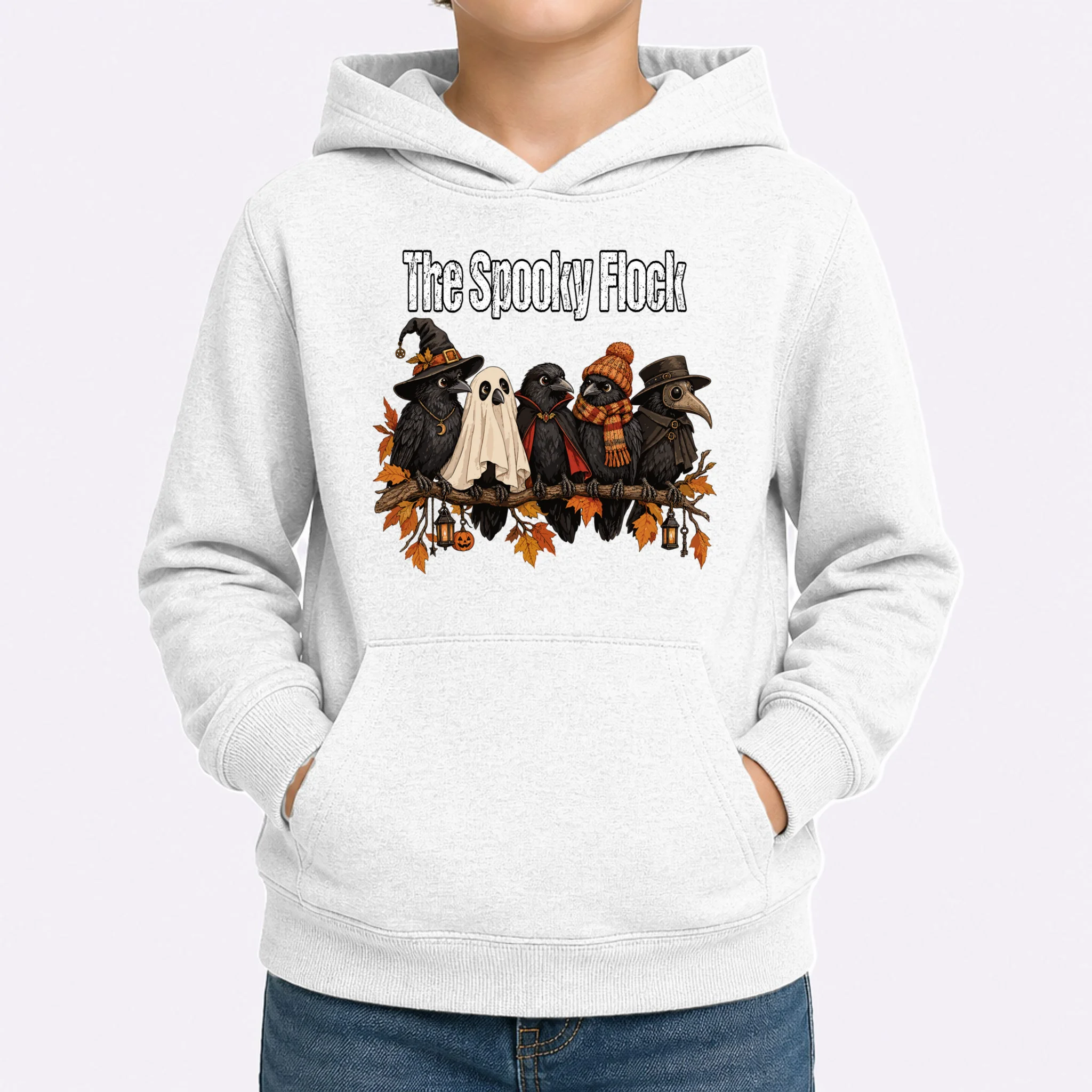 Creepy Crow Crew – Halloween Edition Kids Hoodie - Front 1