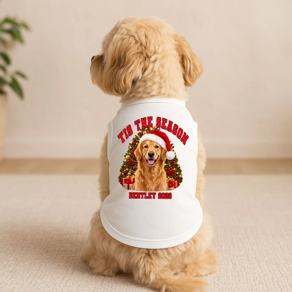 Personalized Dog Christmas Portrait – Custom Pet Photo Holiday Design Doggie Tank - Front 1