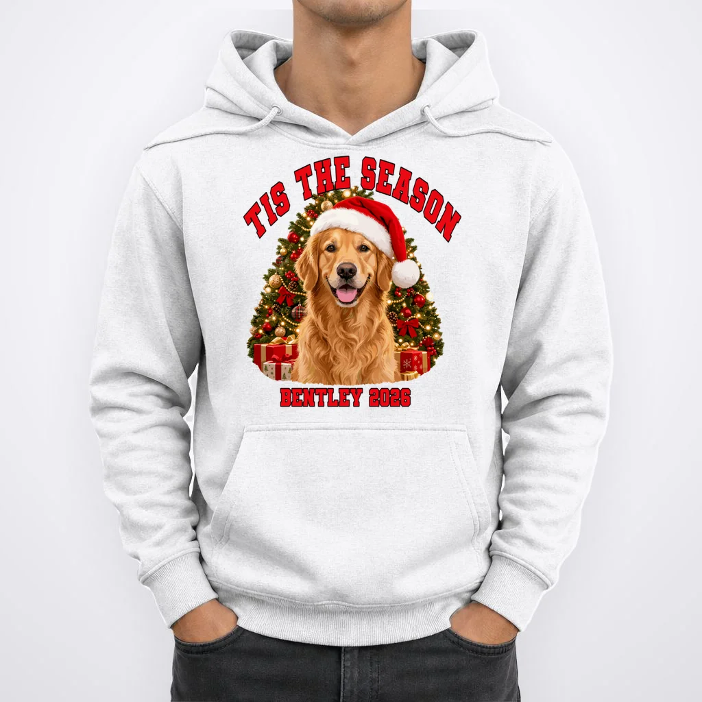 Personalized Dog Christmas Portrait – Custom Pet Photo Holiday Design Men's Hoodie - Front 1