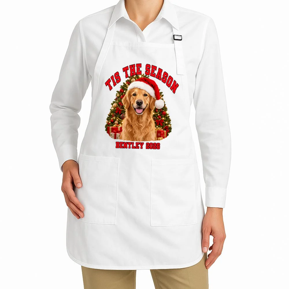 Personalized Dog Christmas Portrait – Custom Pet Photo Holiday Design Apron - Front 1