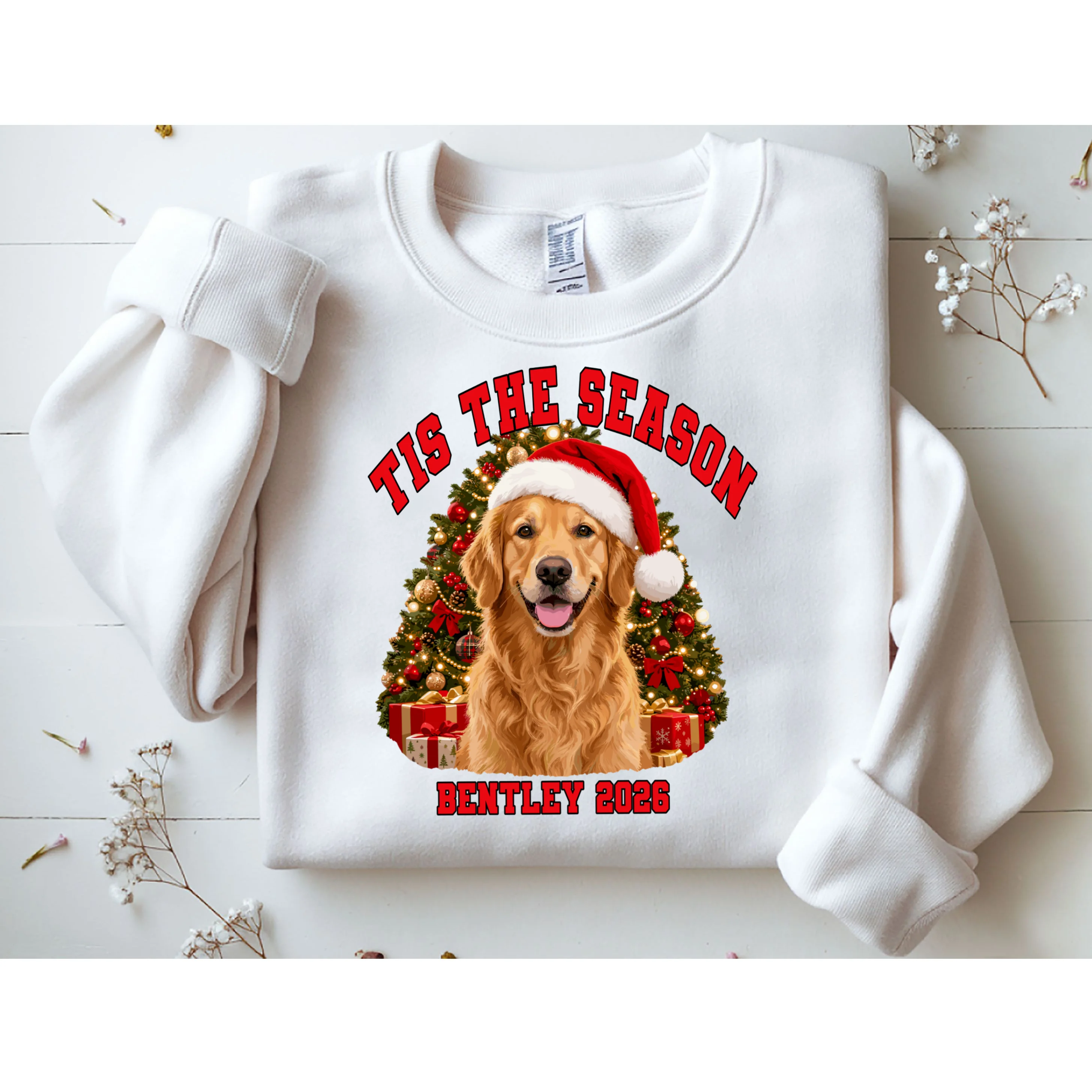Personalized Dog Christmas Portrait – Custom Pet Photo Holiday Design Men's Sweatshirt - Front 1