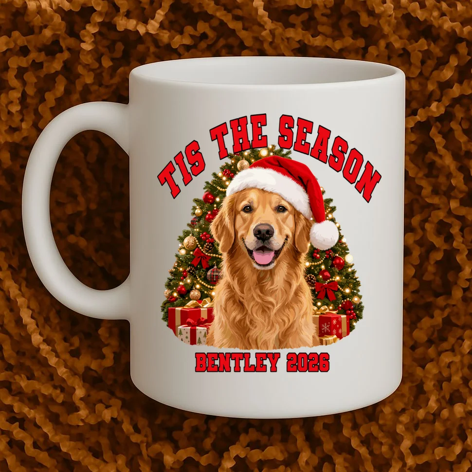 Personalized Dog Christmas Portrait – Custom Pet Photo Holiday Design Mug - Front 1