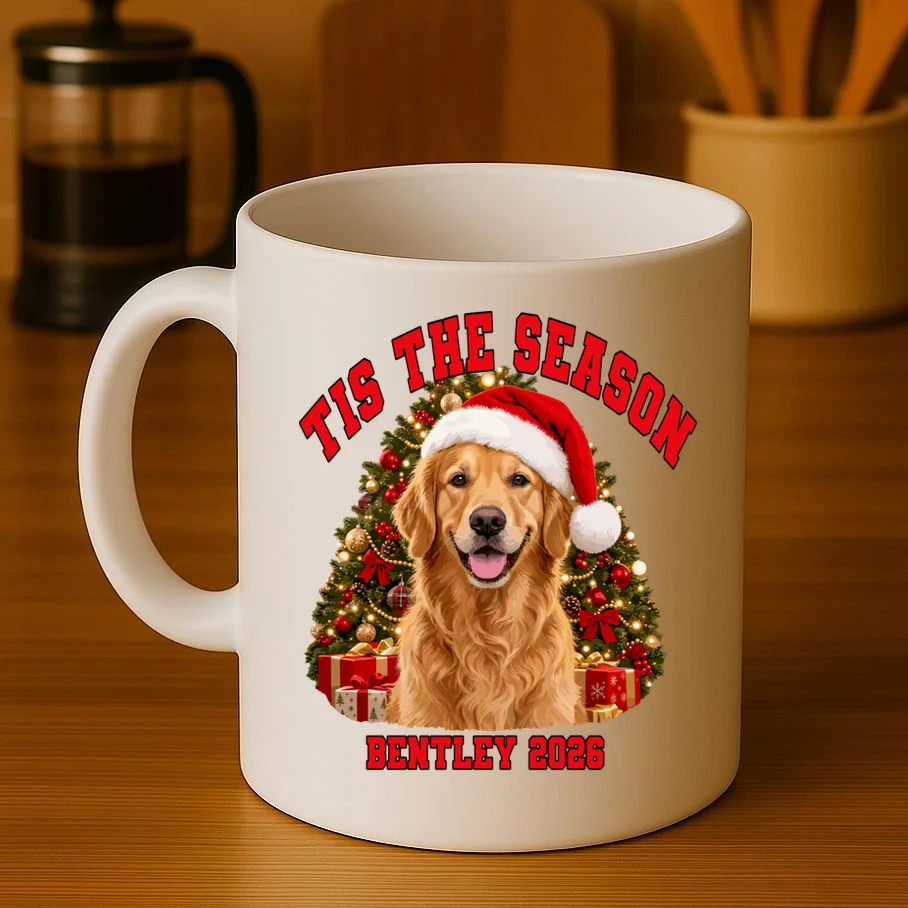 Personalized Dog Christmas Portrait – Custom Pet Photo Holiday Design Mug - Front 3