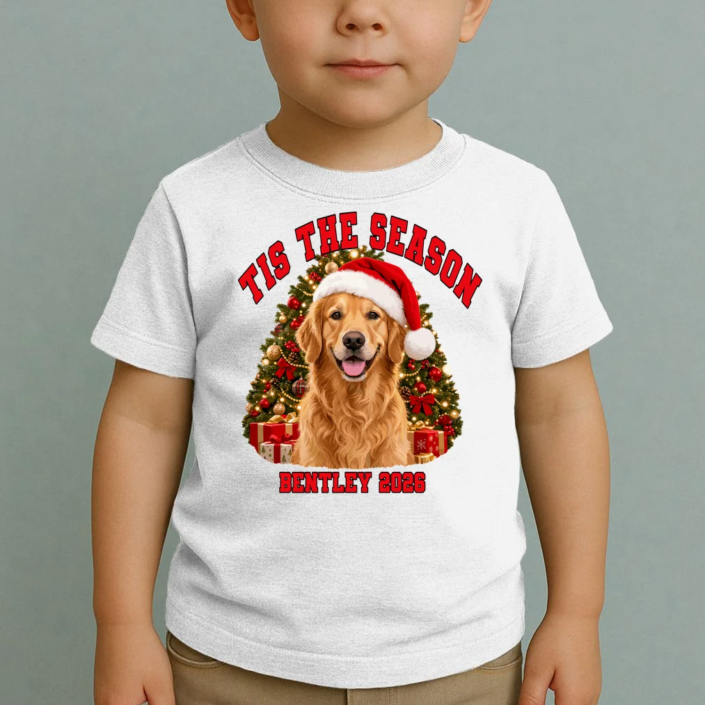 Personalized Dog Christmas Portrait – Custom Pet Photo Holiday Design Toddler T-Shirt - Front 1
