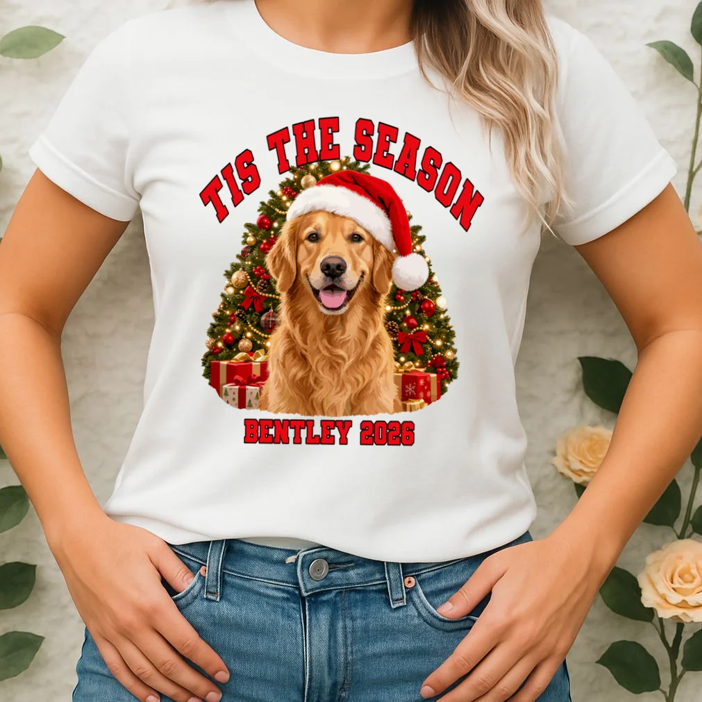 Personalized Dog Christmas Portrait – Custom Pet Photo Holiday Design Women's T-Shirt - Front 1