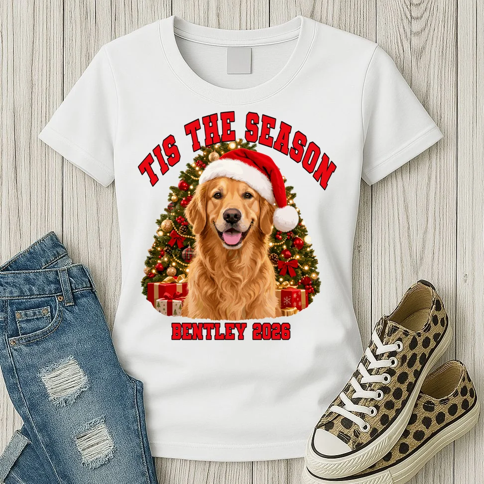 Personalized Dog Christmas Portrait – Custom Pet Photo Holiday Design Women's T-Shirt - Front 2