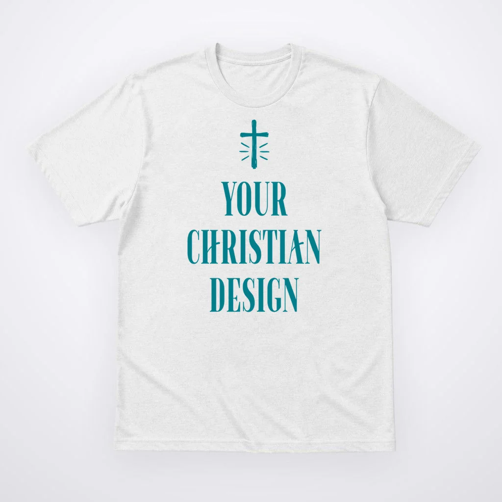 Custom Christian Design – Personalized Faith Text & Minimalist Cross Typography Men's T-Shirt Front