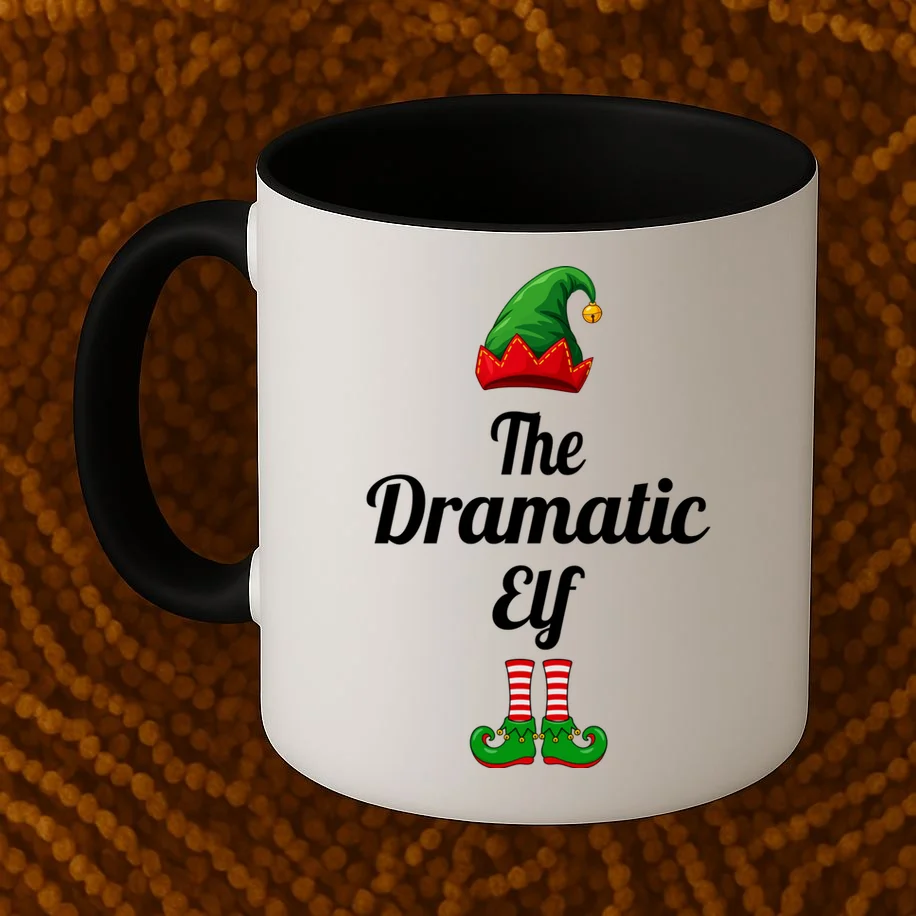 Custom Text Elf Design – Christmas Hat & Curled Shoes Mug - Front 1