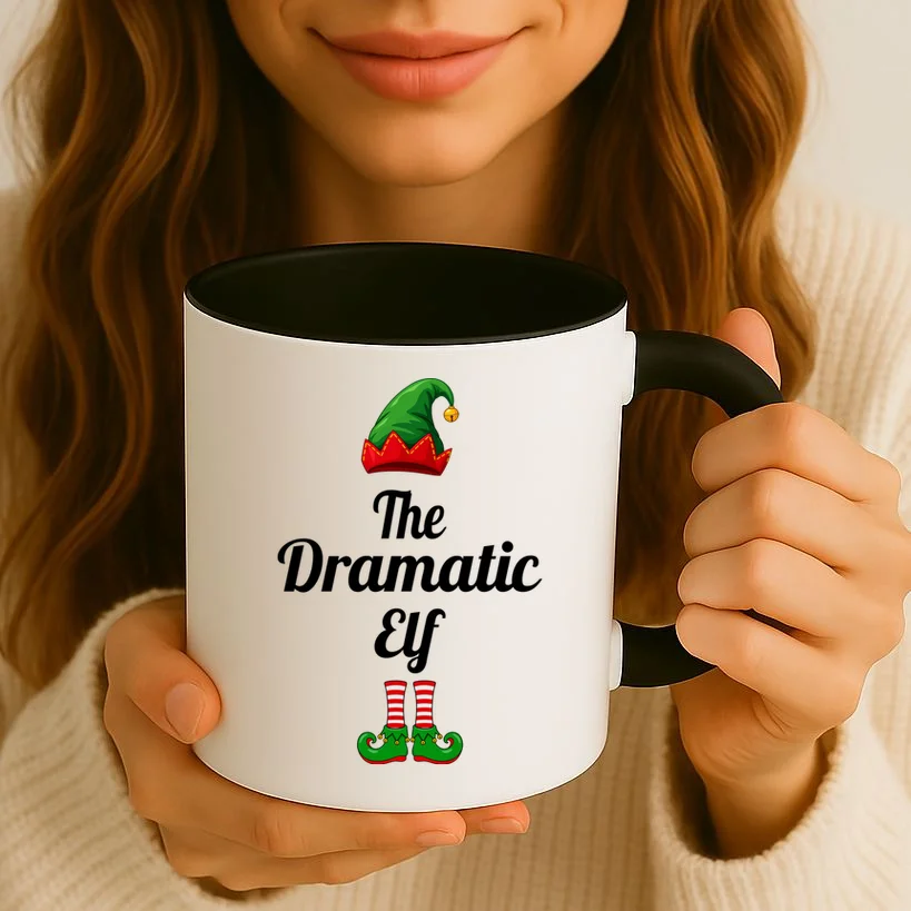 Custom Text Elf Design – Christmas Hat & Curled Shoes Mug - Front 2